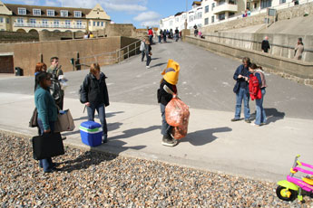 Beach cleaning team